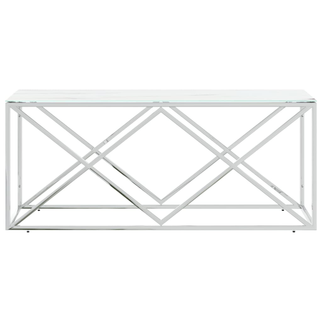 Table basse 110x45x45 cm en acier inoxydable et verre