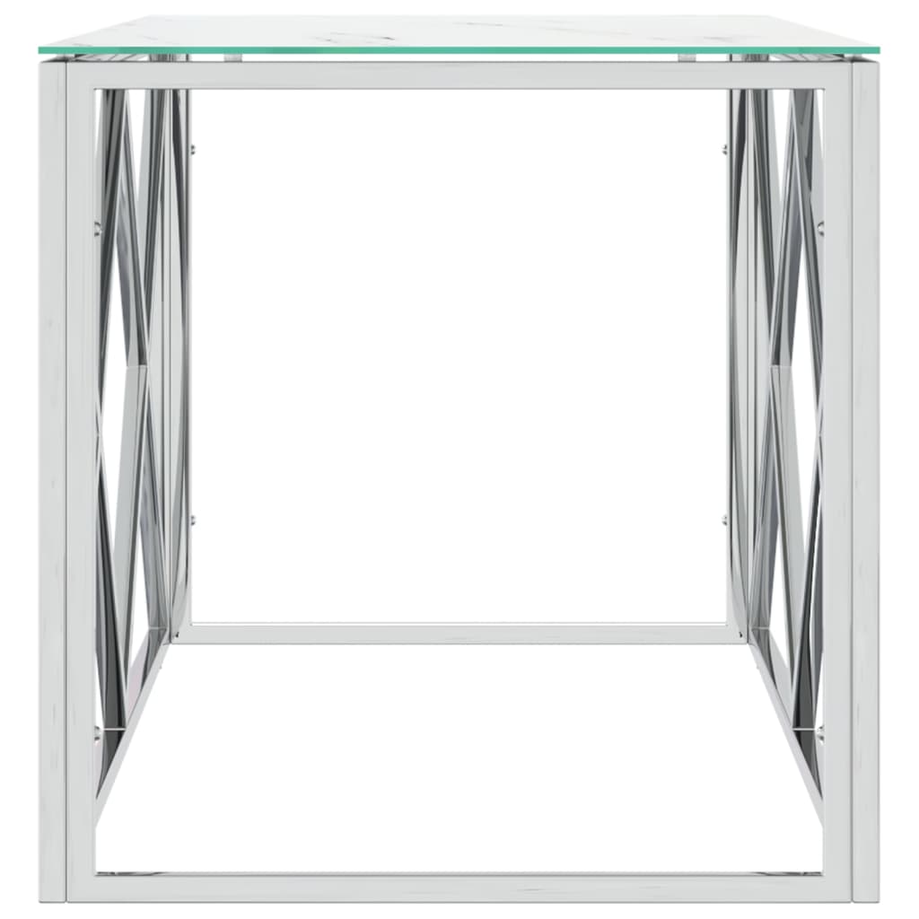 Table basse 110x45x45 cm en acier inoxydable et verre