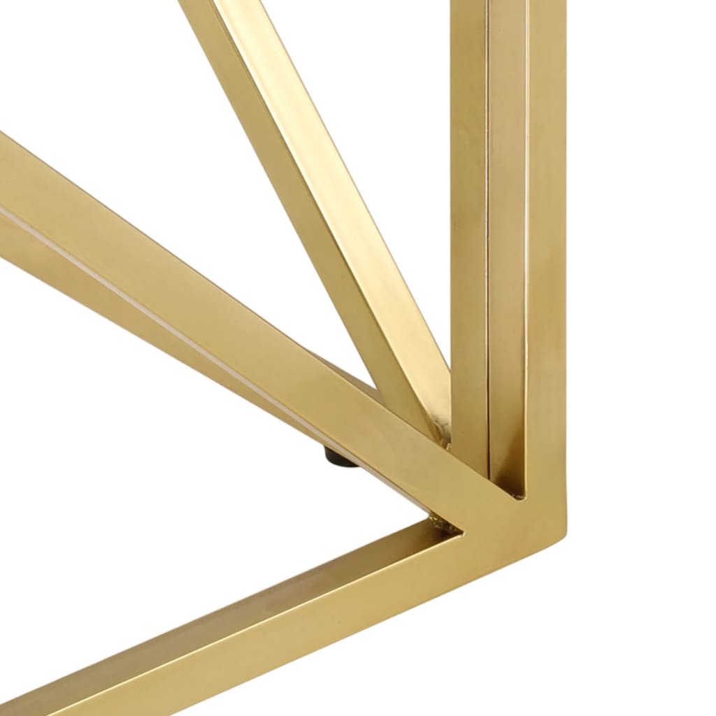 Table basse en acier inoxydable doré et verre trempé