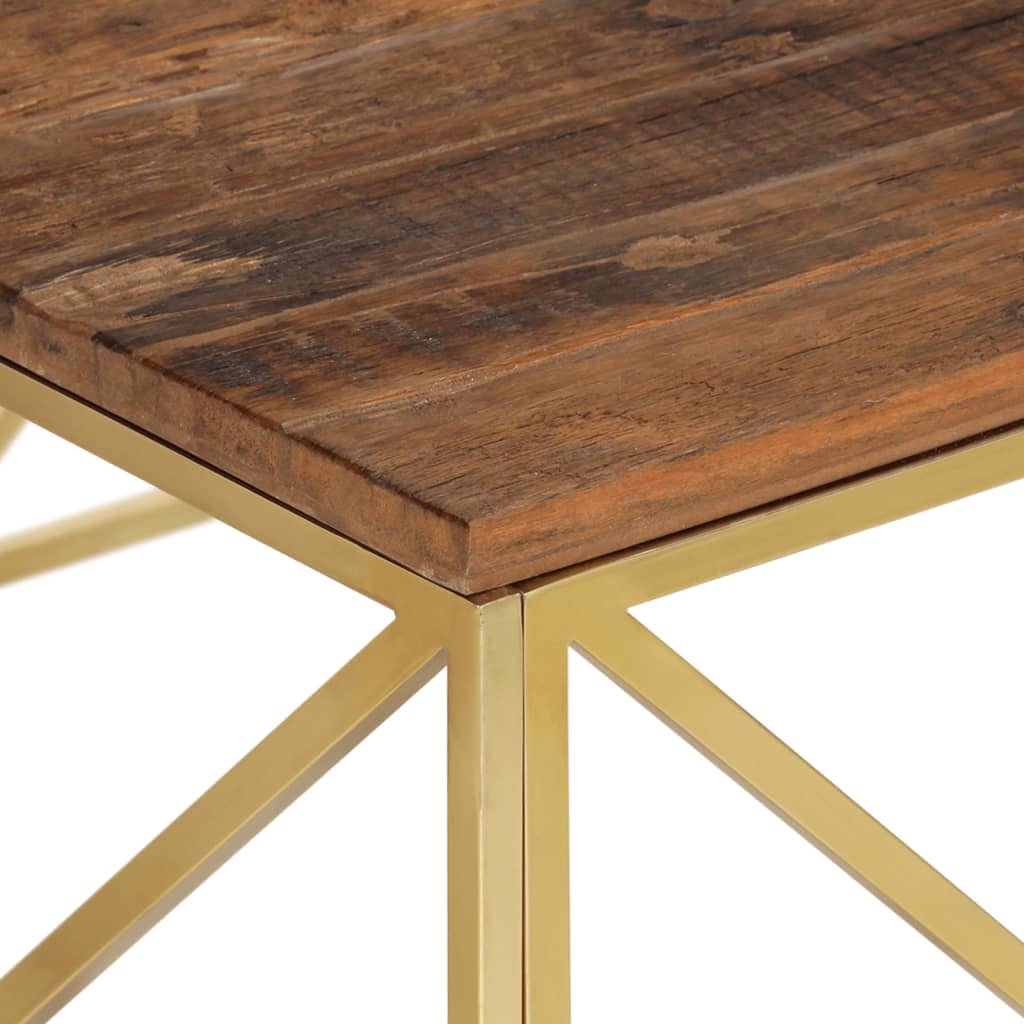 Table basse en acier inoxydable doré et bois massif