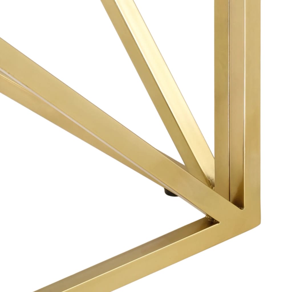 Table basse en acier inoxydable doré et bois massif