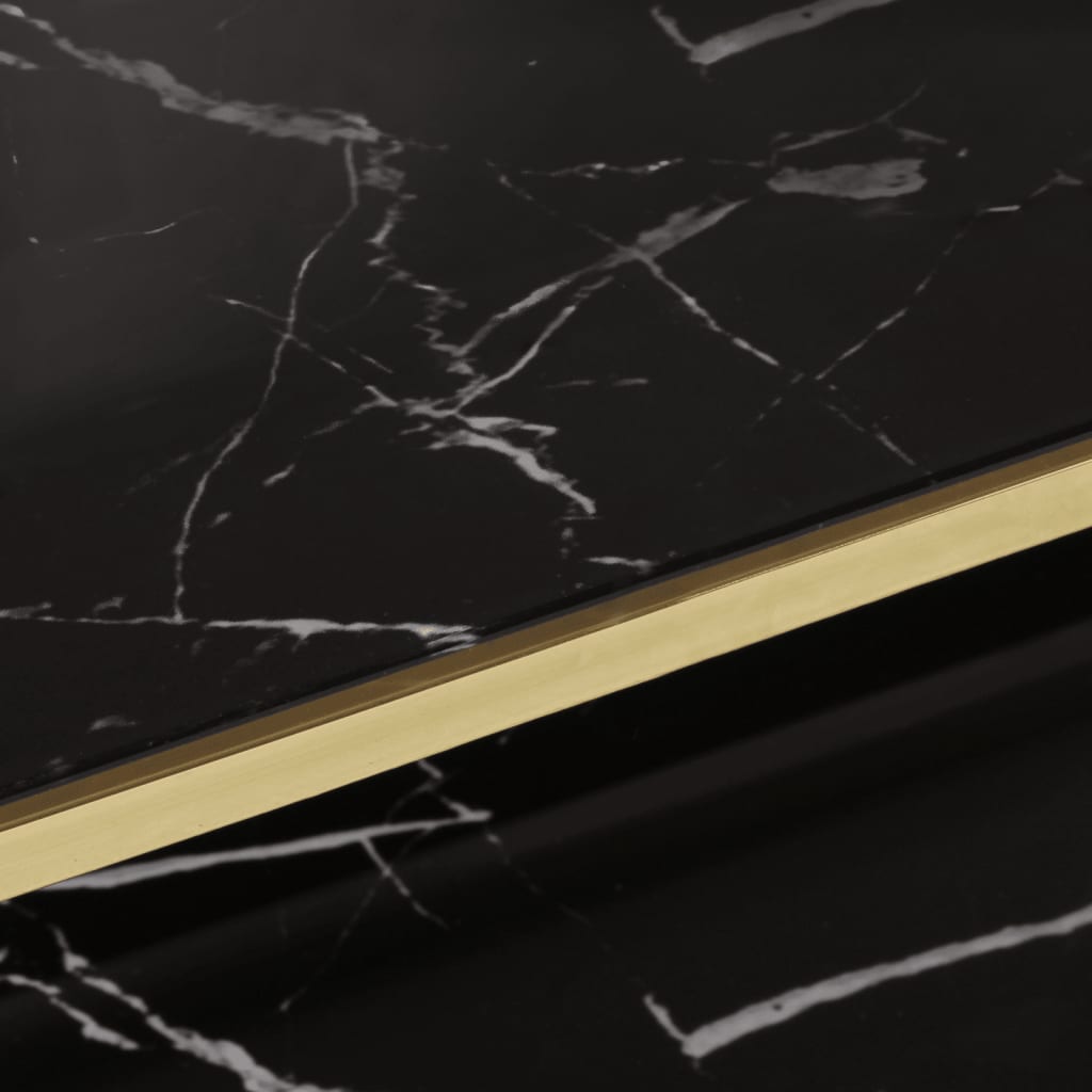 Table basse en acier inoxydable doré et verre trempé