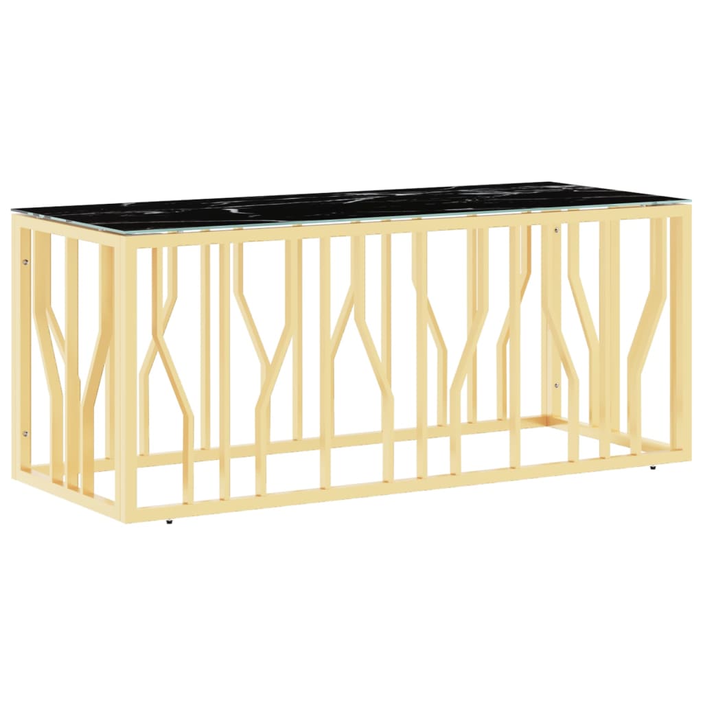 Table basse Golden 110x45x45 cm en acier inoxydable et verre