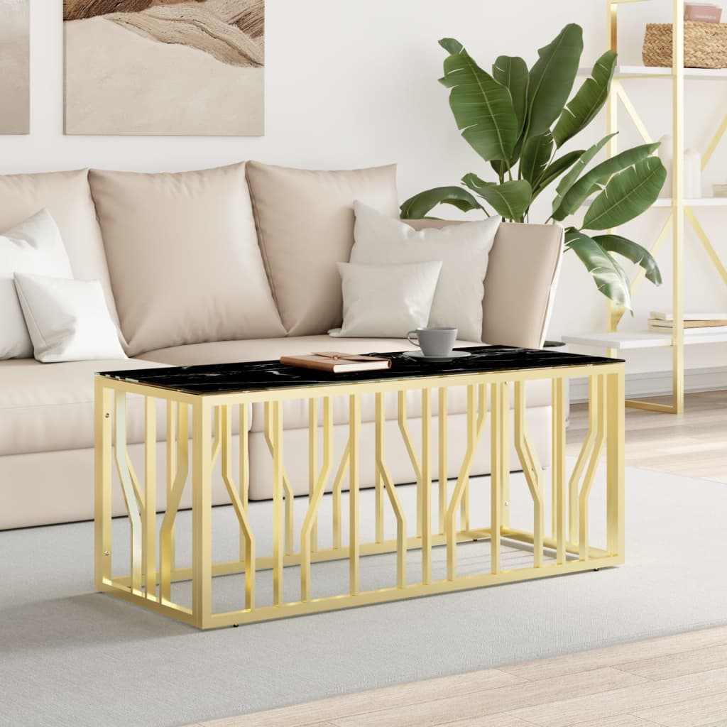 Table basse Golden 110x45x45 cm en acier inoxydable et verre