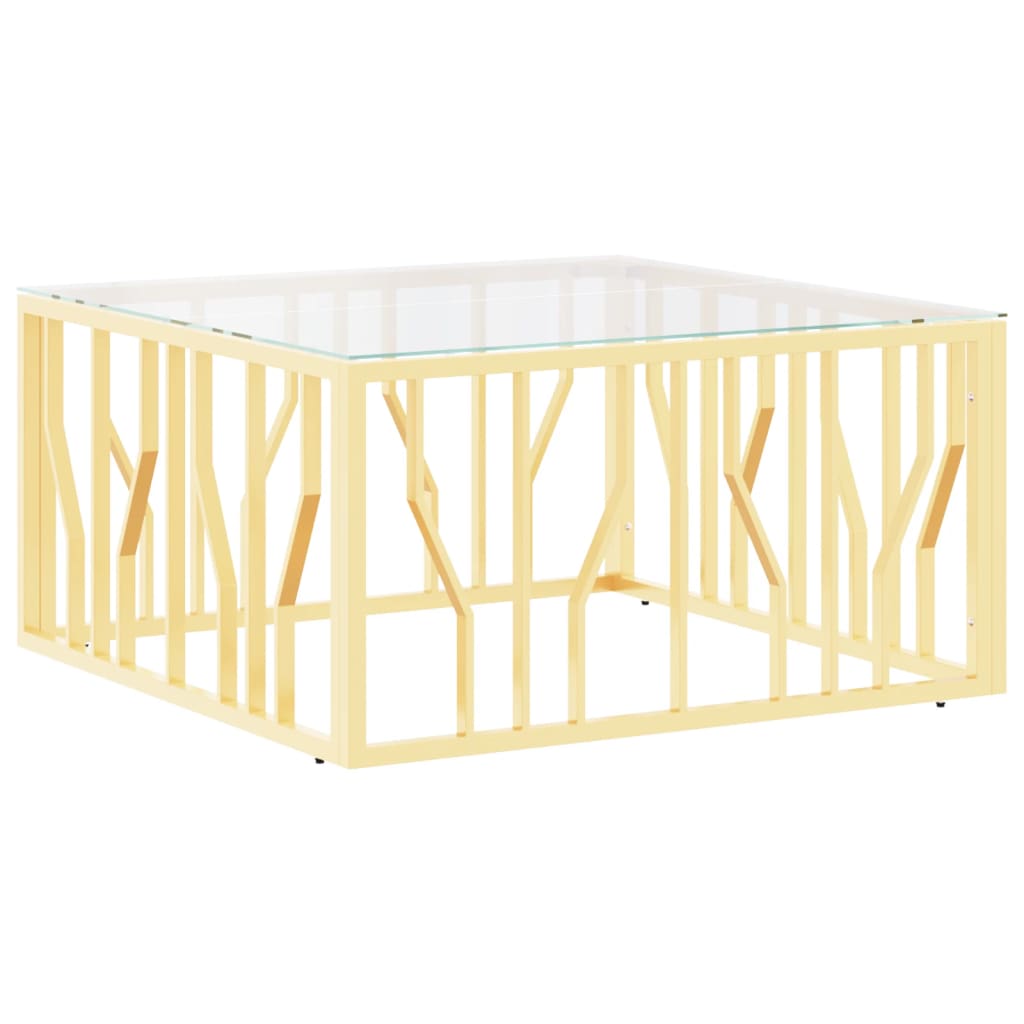Table basse Golden 80x80x40 cm en acier inoxydable et verre