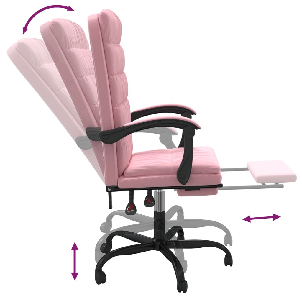 Bürostuhl mit Liegefunktion Rosa Samt