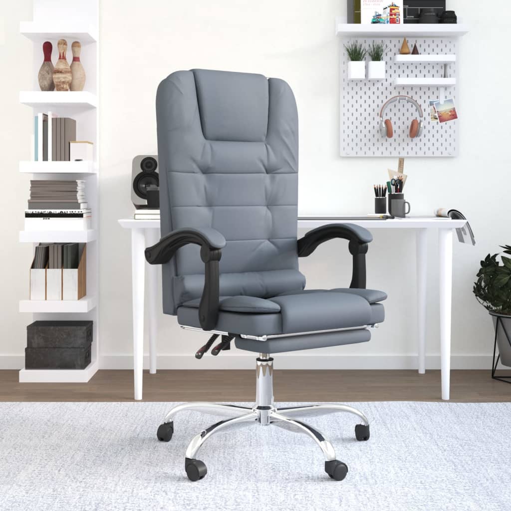 Bürostuhl mit Massagefunktion Dunkelgrau Samt