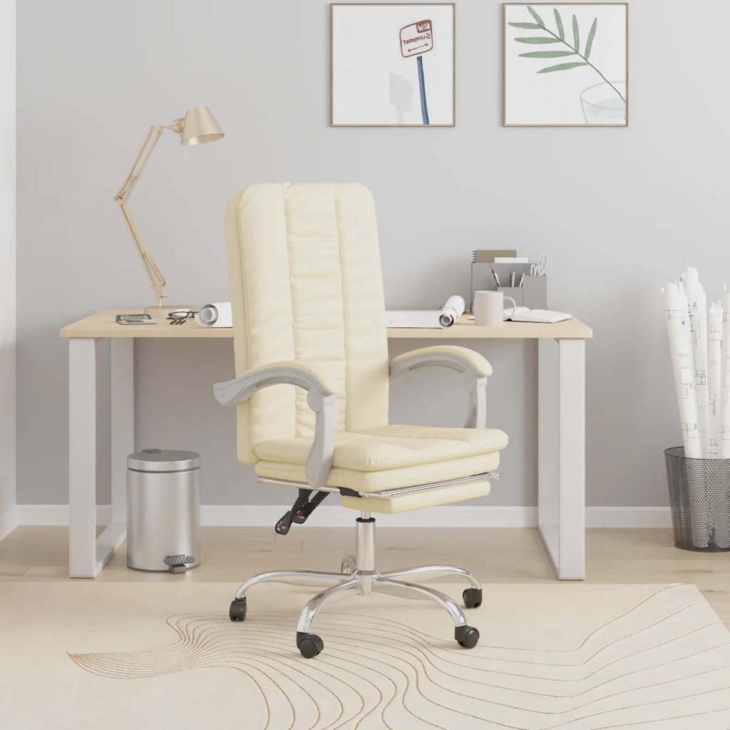 Bürostuhl mit Liegefunktion Creme Kunstleder