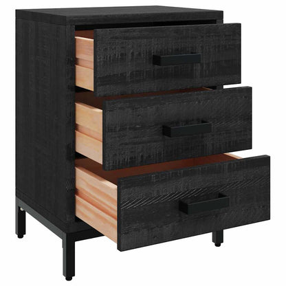 Nachttisch Schwarz 40x30x55 cm Massivholz Kiefer