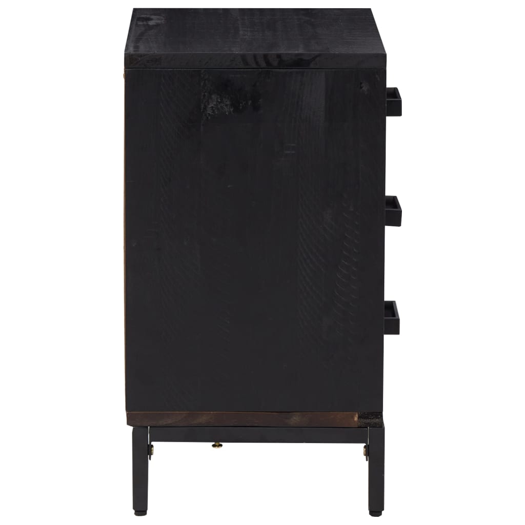 Bedside table black 40x30x55 cm solid pine wood