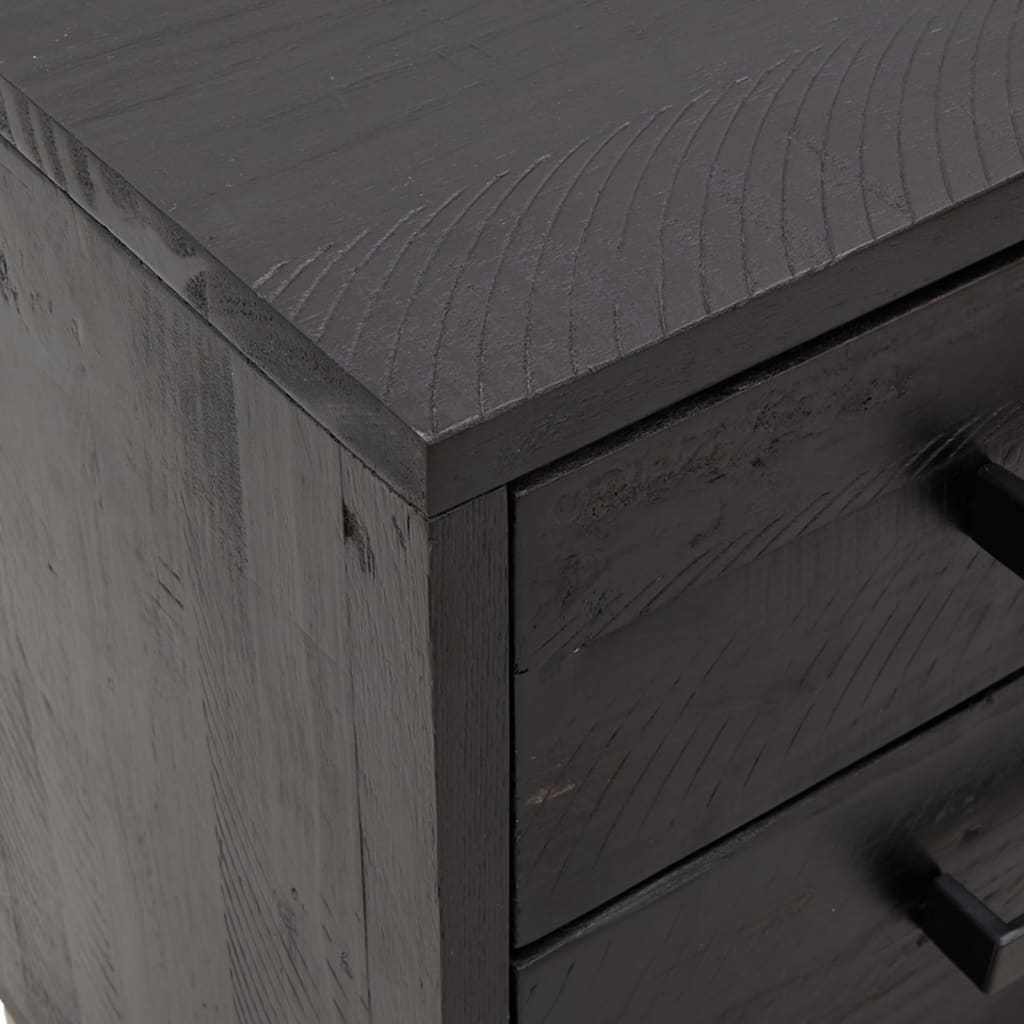 Bedside table black 40x30x55 cm solid pine wood