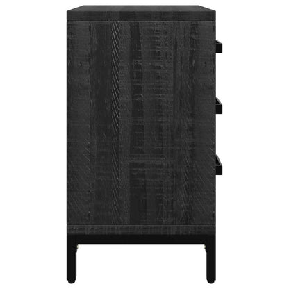 Nachttisch Schwarz 40x30x55 cm Massivholz Kiefer