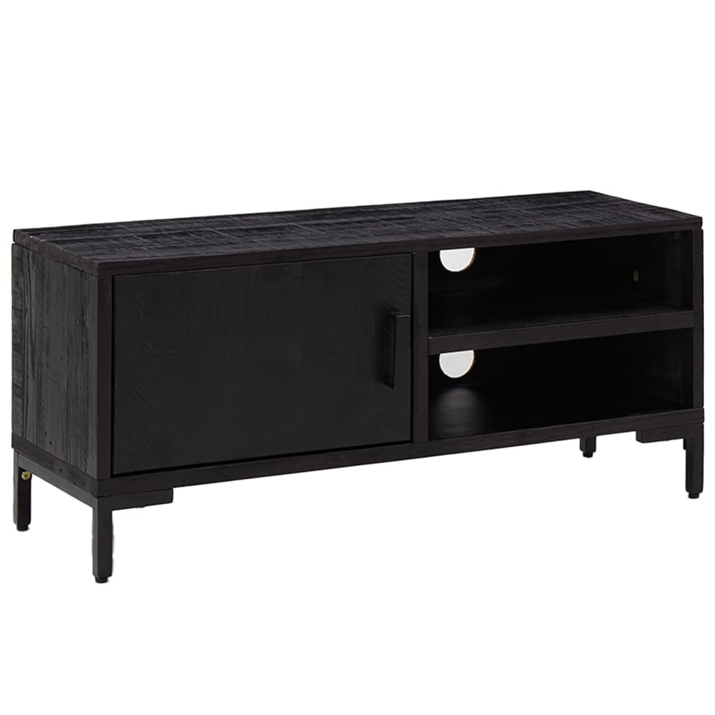Meuble TV noir 90x30x40 cm en pin massif