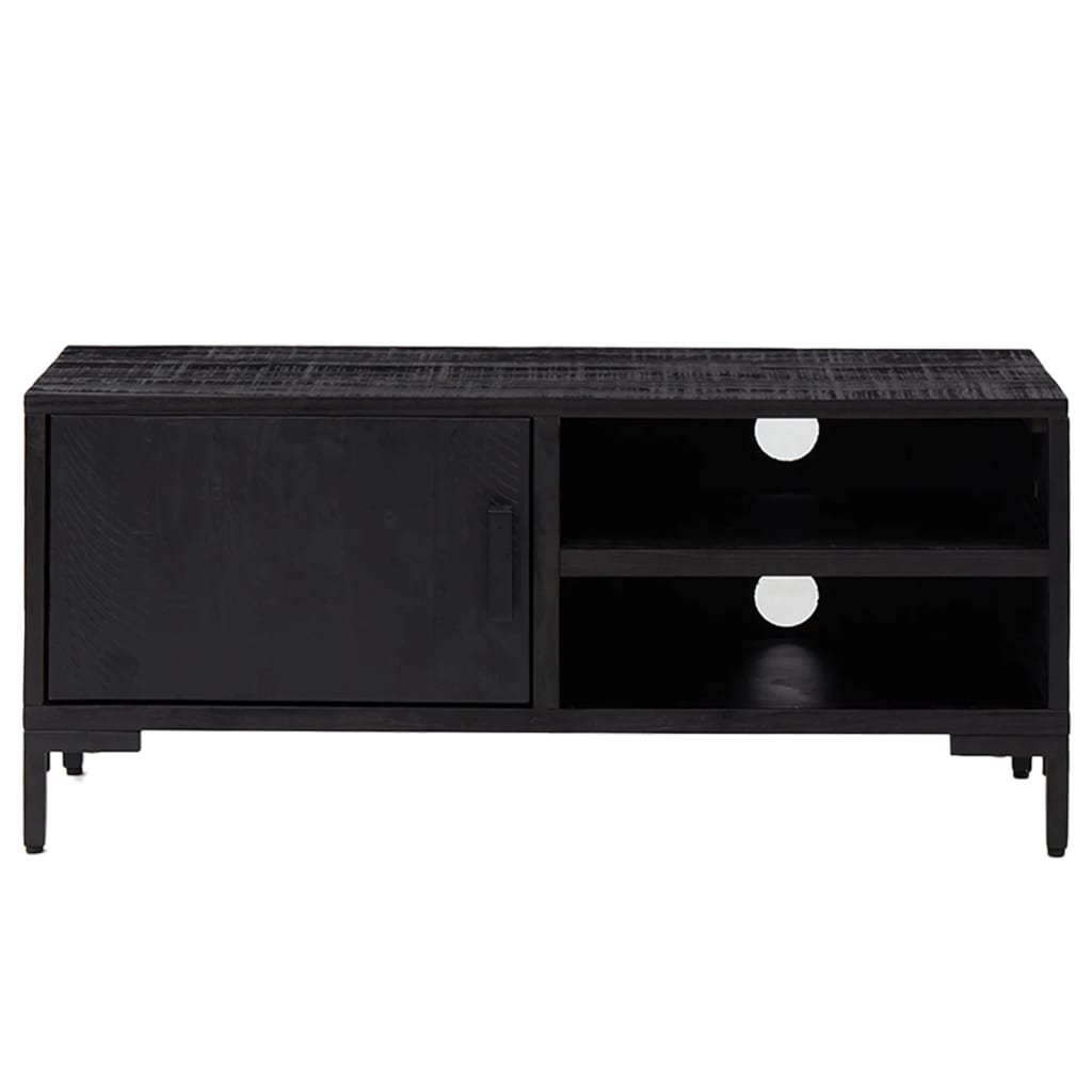 Meuble TV noir 90x30x40 cm en pin massif