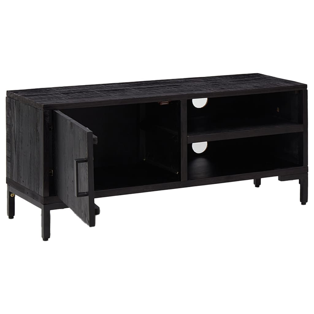 Meuble TV noir 90x30x40 cm en pin massif