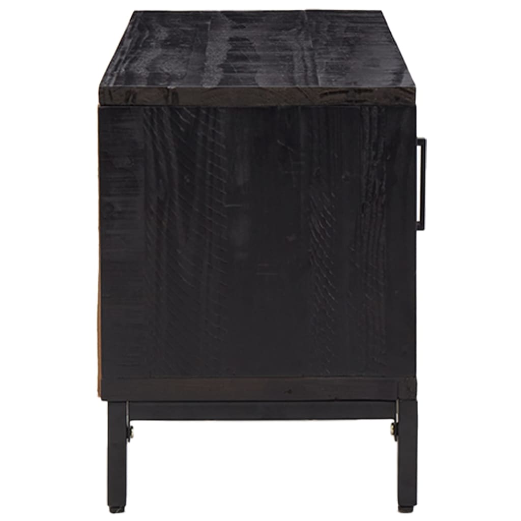 Meuble TV noir 90x30x40 cm en pin massif