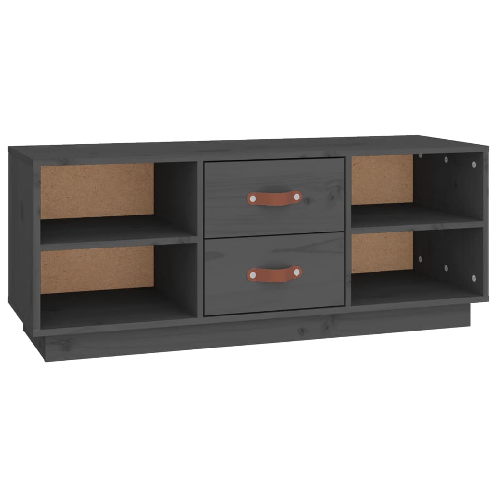 TV-Schrank Grau 100x34x40 cm Massivholz Kiefer