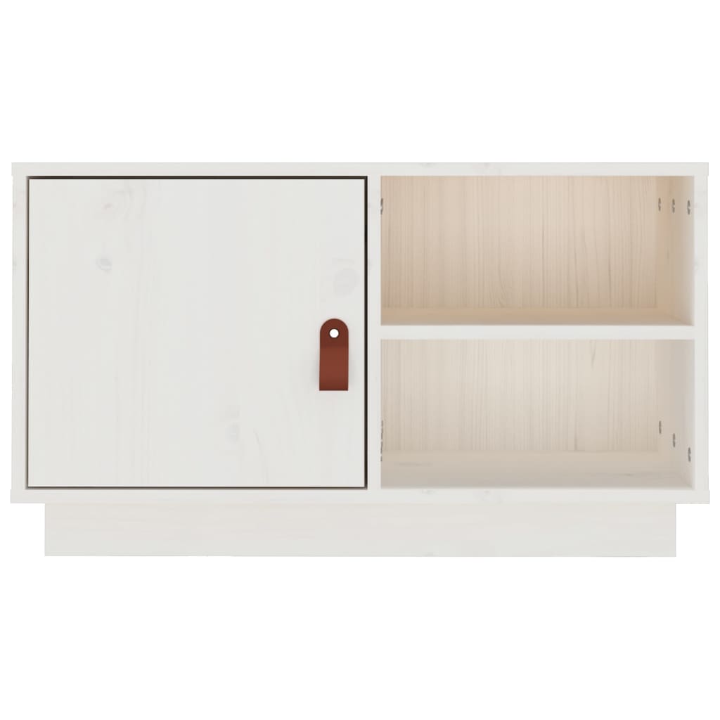 Meuble TV blanc 70x34x40 cm en bois de pin massif