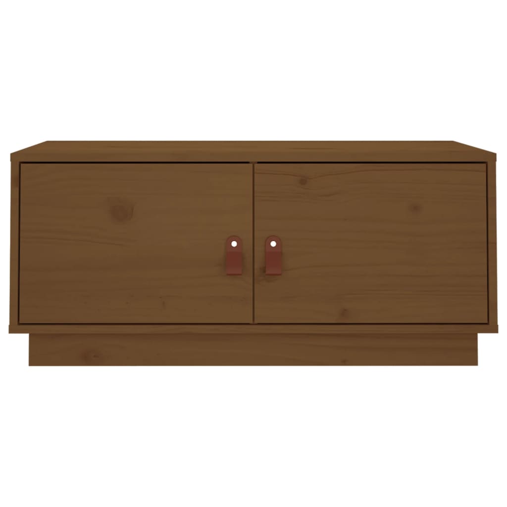 Table basse marron miel 80x50x35 cm en bois de pin massif