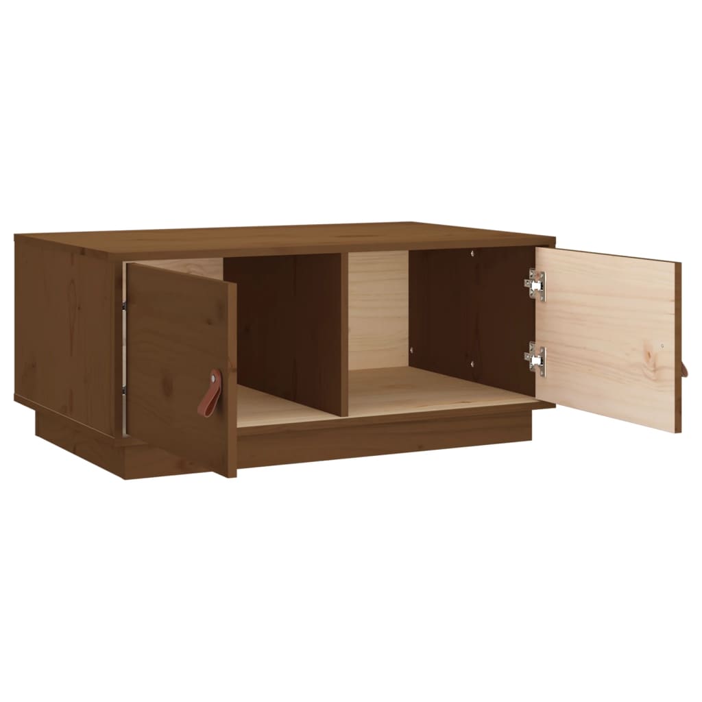 Table basse marron miel 80x50x35 cm en bois de pin massif