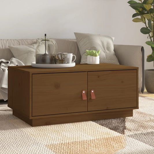 Table basse marron miel 80x50x35 cm en bois de pin massif