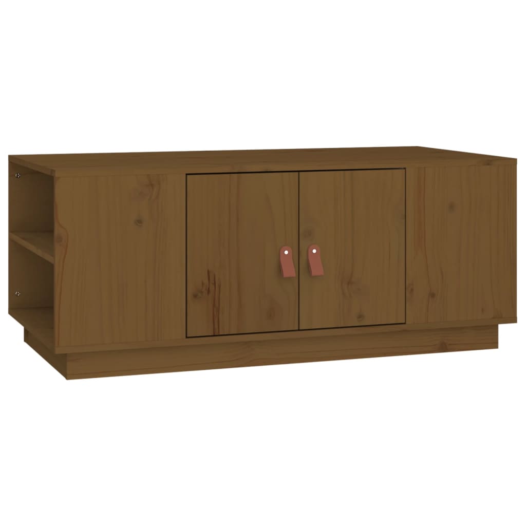 Table basse marron miel 100x50x41 cm en bois de pin massif