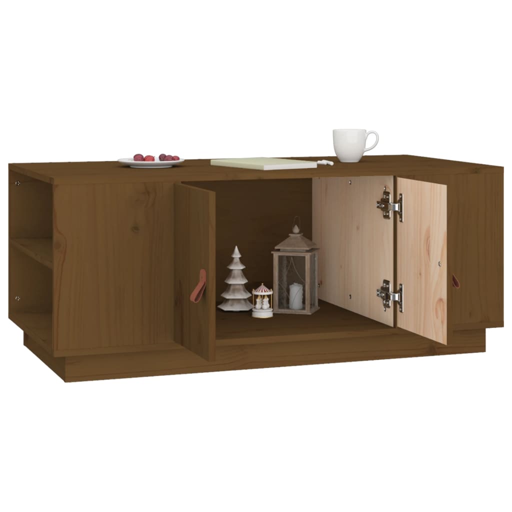 Table basse marron miel 100x50x41 cm en bois de pin massif
