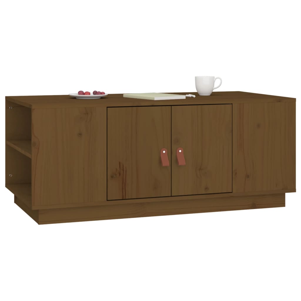 Table basse marron miel 100x50x41 cm en bois de pin massif