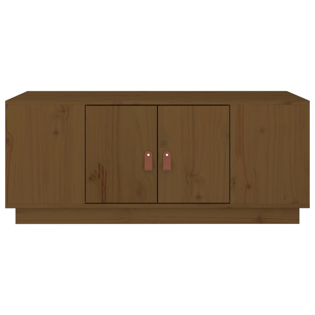 Table basse marron miel 100x50x41 cm en bois de pin massif