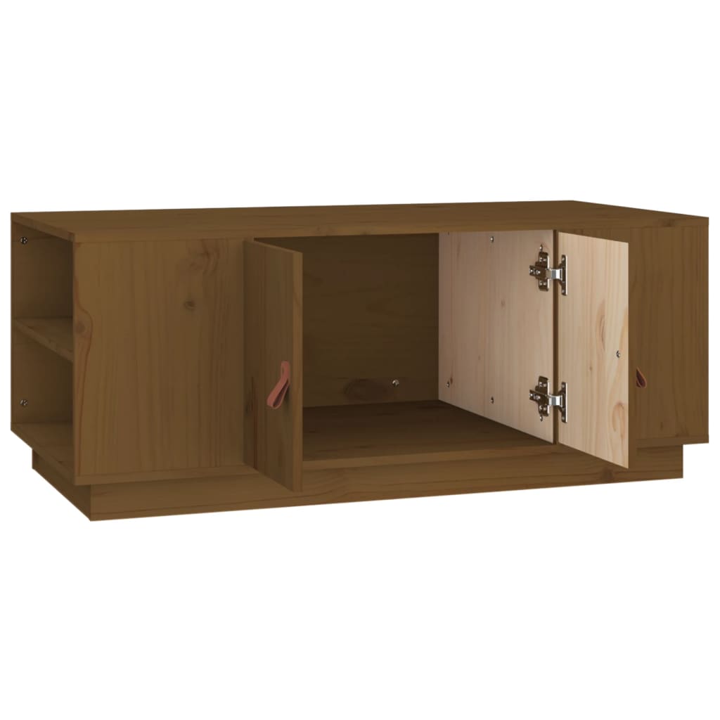 Table basse marron miel 100x50x41 cm en bois de pin massif