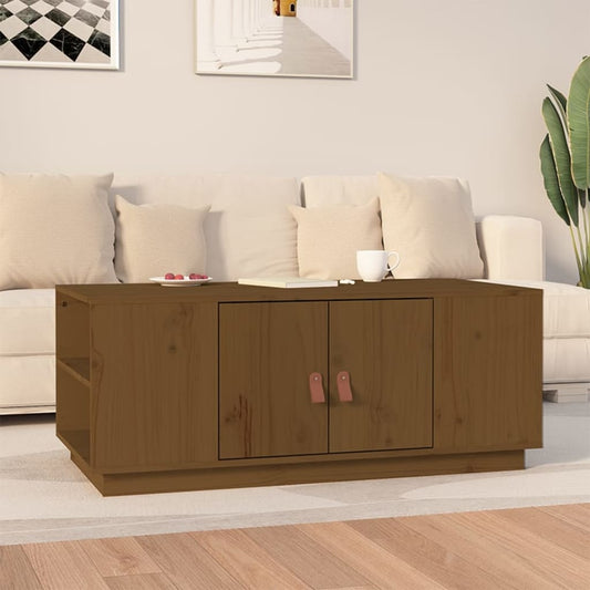 Table basse marron miel 100x50x41 cm en bois de pin massif
