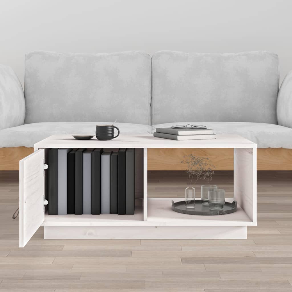 Coffee Table White 80x50x35.5 cm Solid Pine