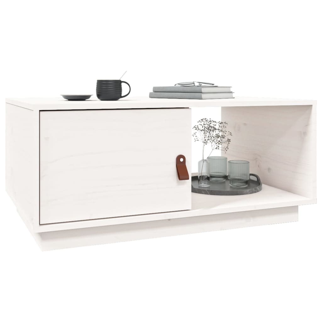 Coffee Table White 80x50x35.5 cm Solid Pine