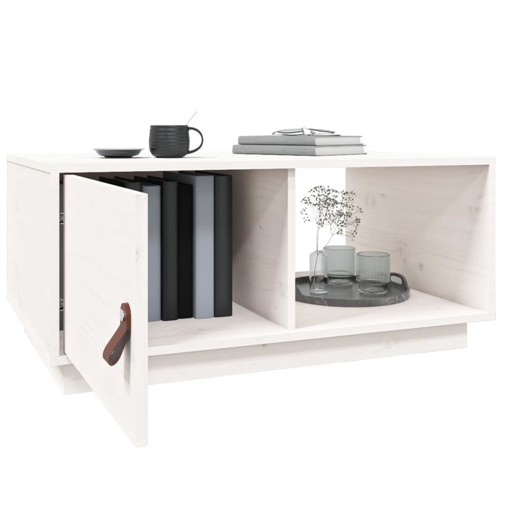 Coffee Table White 80x50x35.5 cm Solid Pine