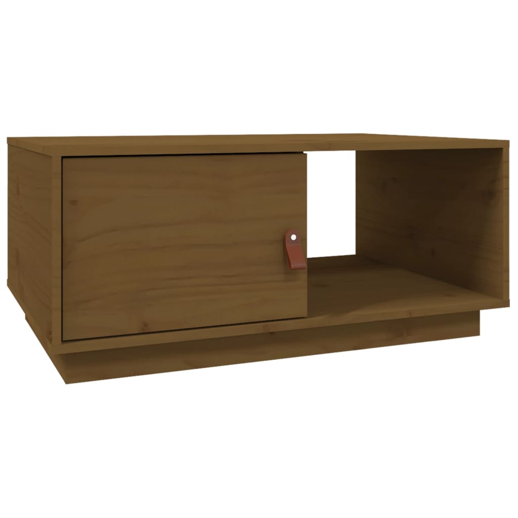 Table basse marron miel 80x50x35,5 cm en bois de pin massif