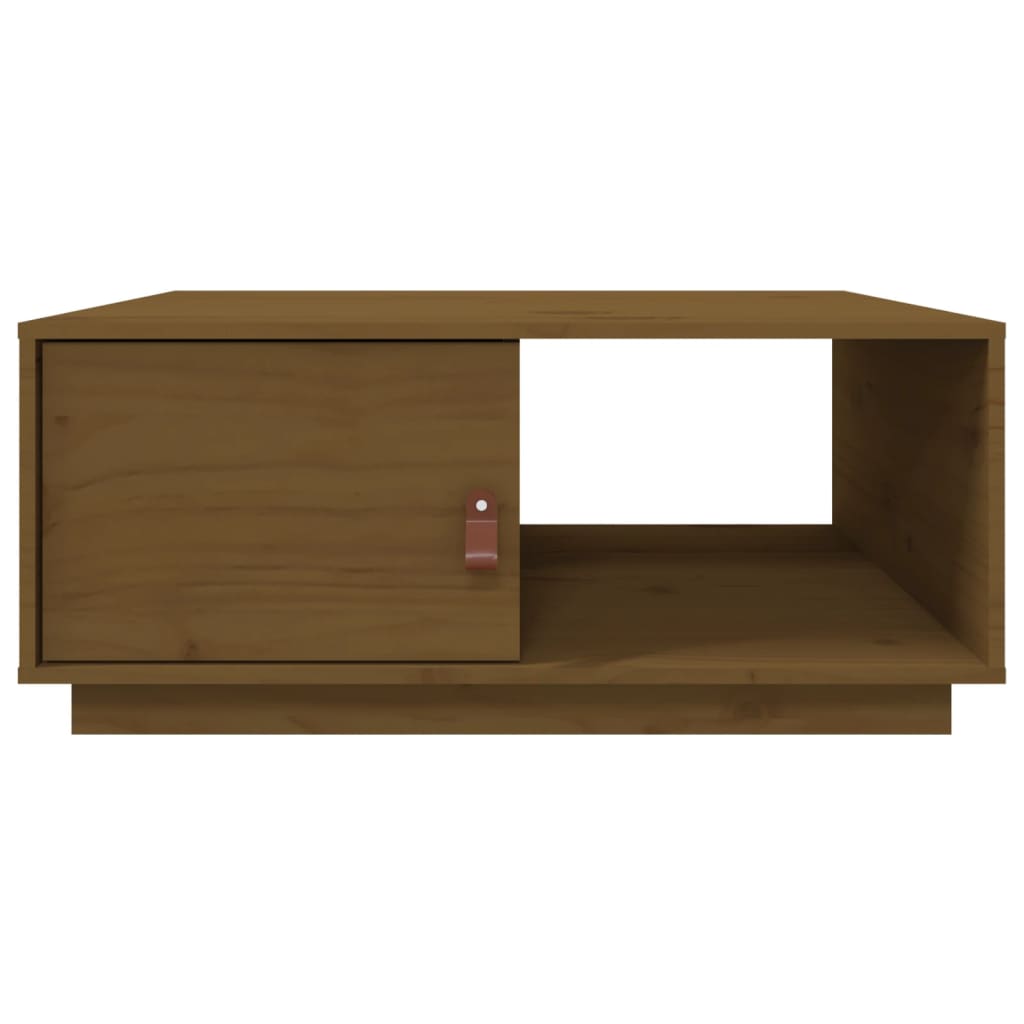 Table basse marron miel 80x50x35,5 cm en bois de pin massif