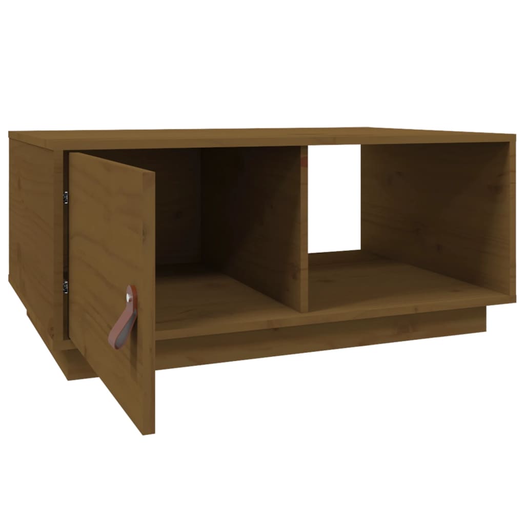 Table basse marron miel 80x50x35,5 cm en bois de pin massif