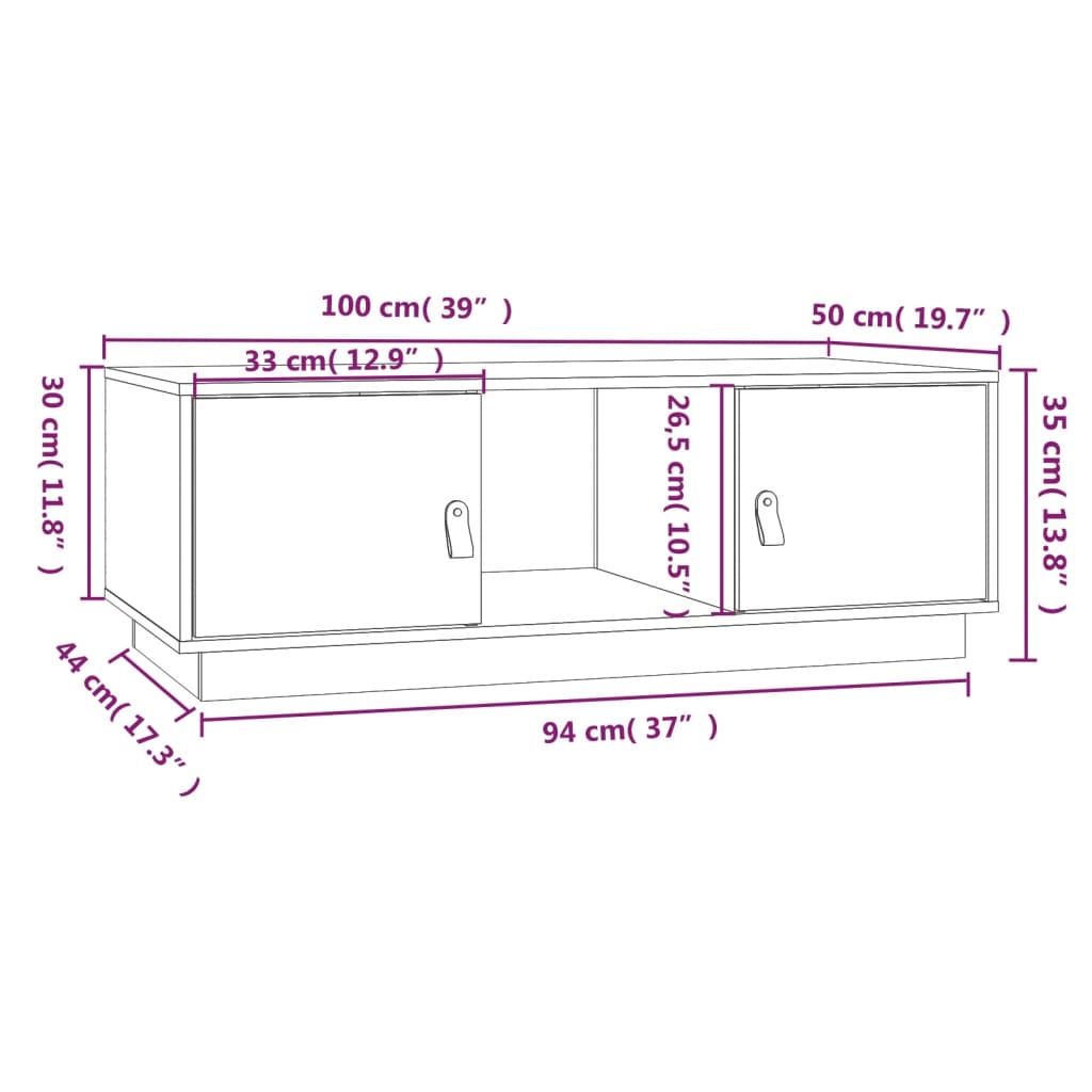 vidaXL table basse 100x50x35 cm bois de pin massif