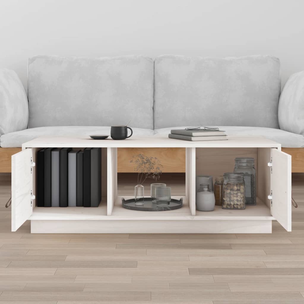 Coffee Table White 100x50x35 cm Solid Pine