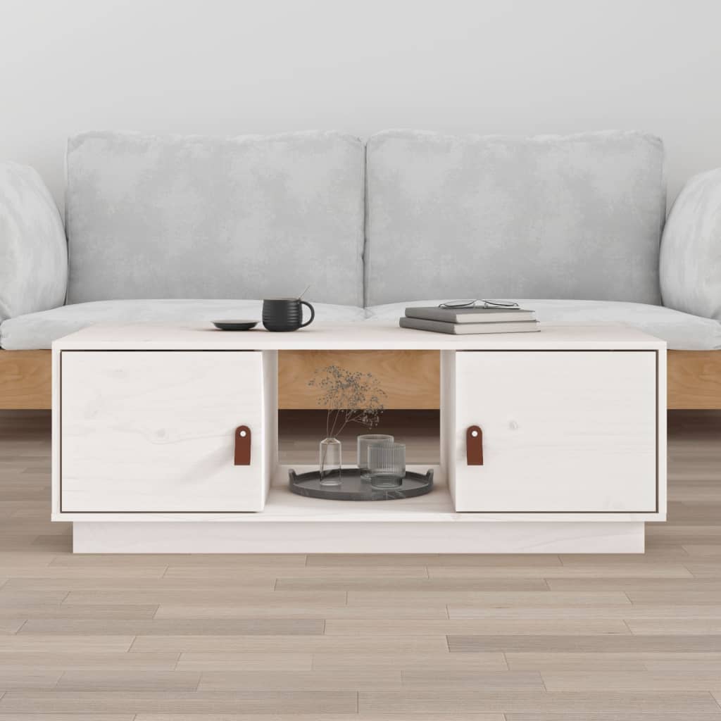 Coffee Table White 100x50x35 cm Solid Pine