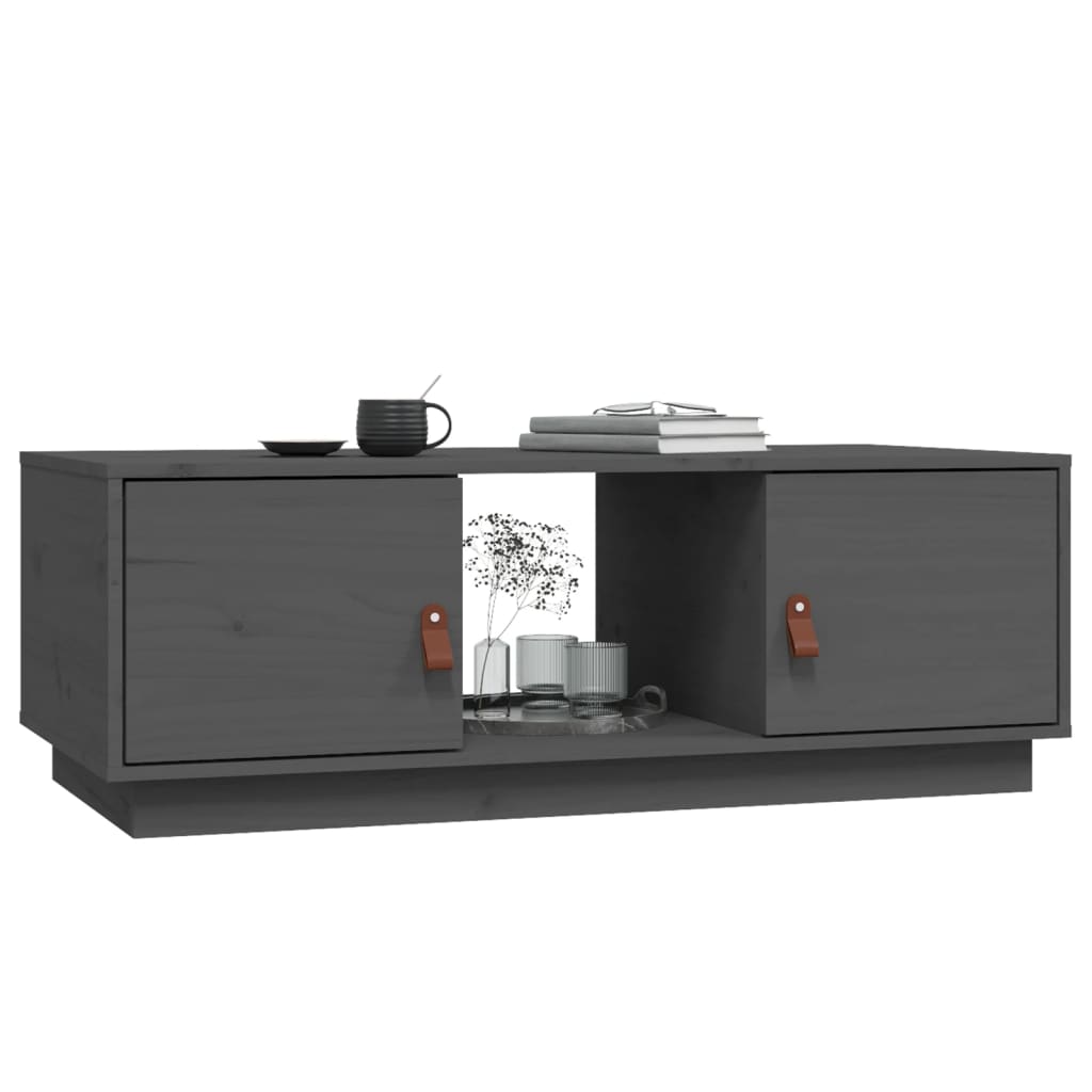 Table basse grise 100x50x35 cm en bois de pin massif