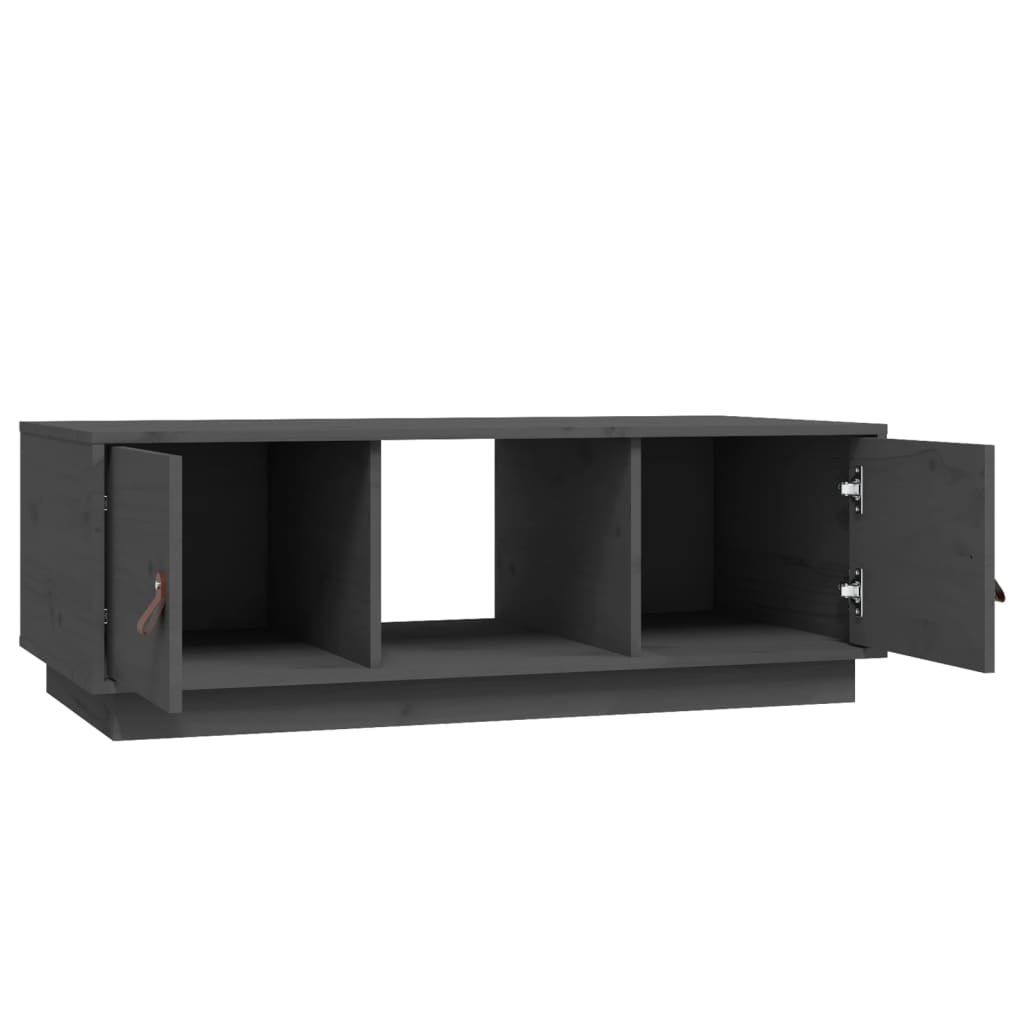 Table basse grise 100x50x35 cm en bois de pin massif