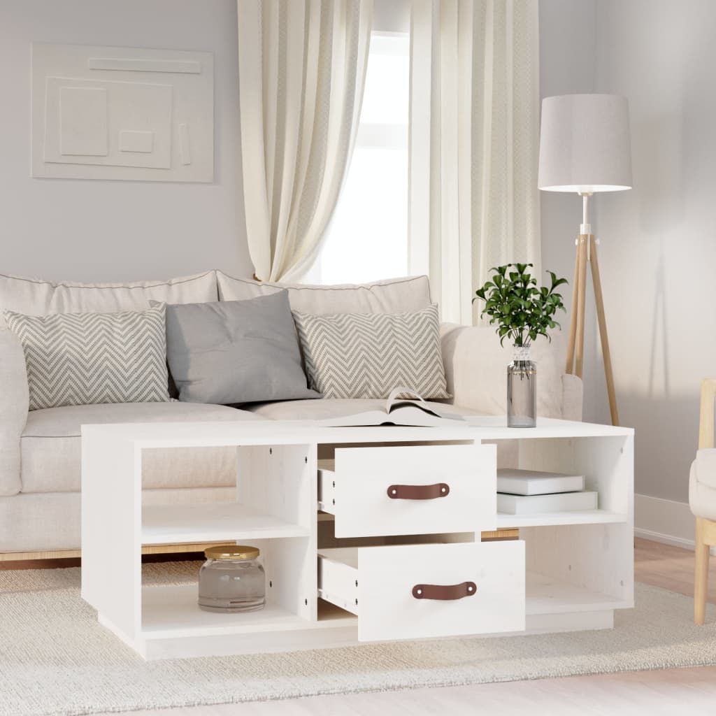 Coffee Table White 100x50x41 cm Solid Pine