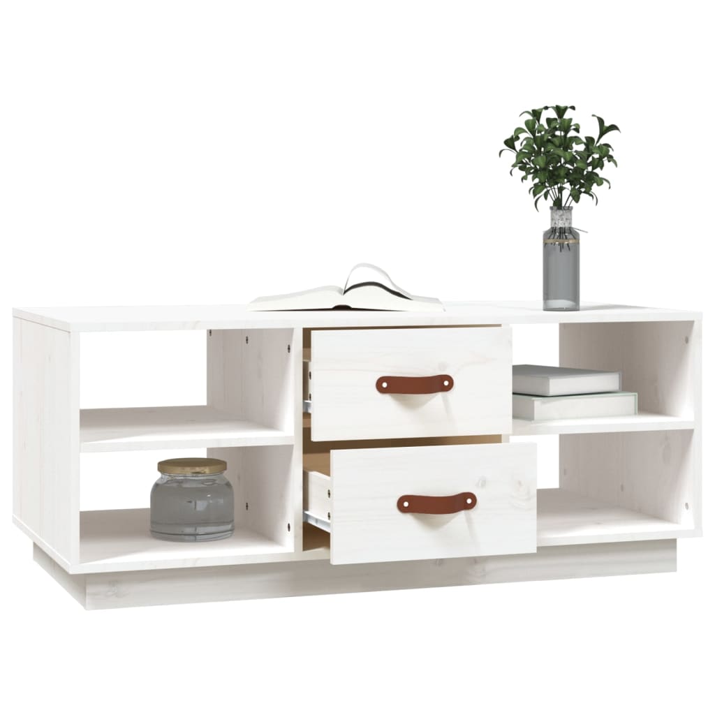 Coffee Table White 100x50x41 cm Solid Pine