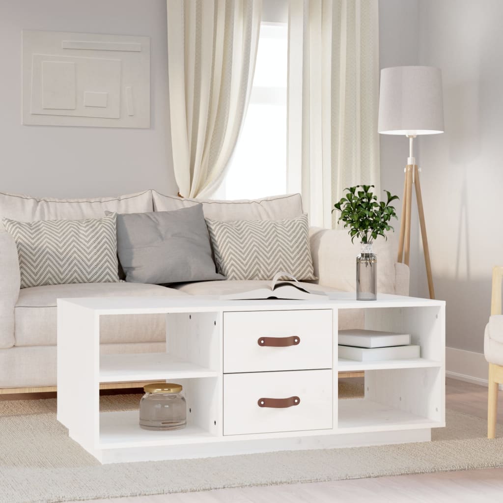 Coffee Table White 100x50x41 cm Solid Pine