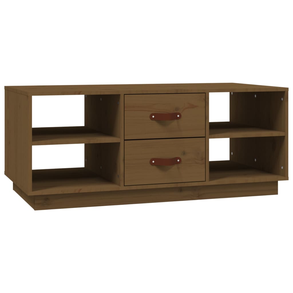 Table basse marron miel 100x50x41 cm en bois de pin massif