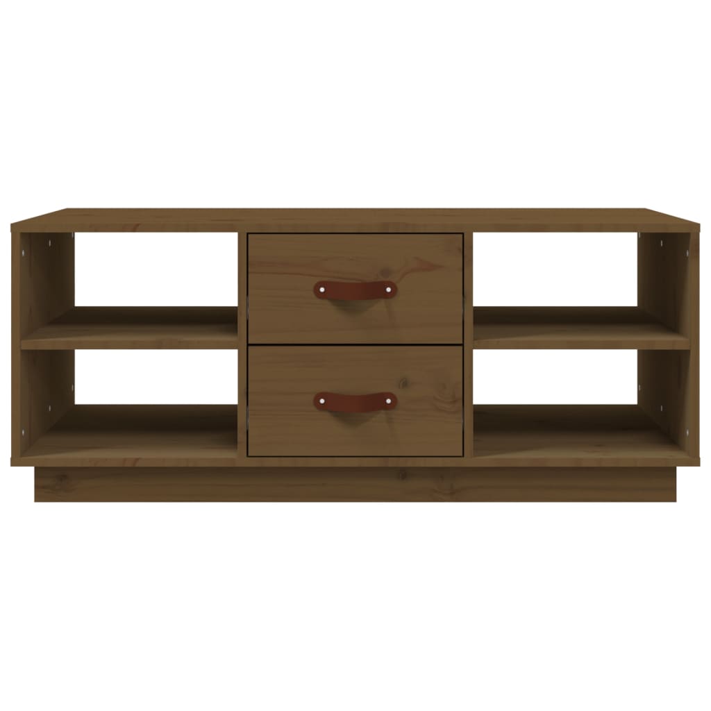 Table basse marron miel 100x50x41 cm en bois de pin massif