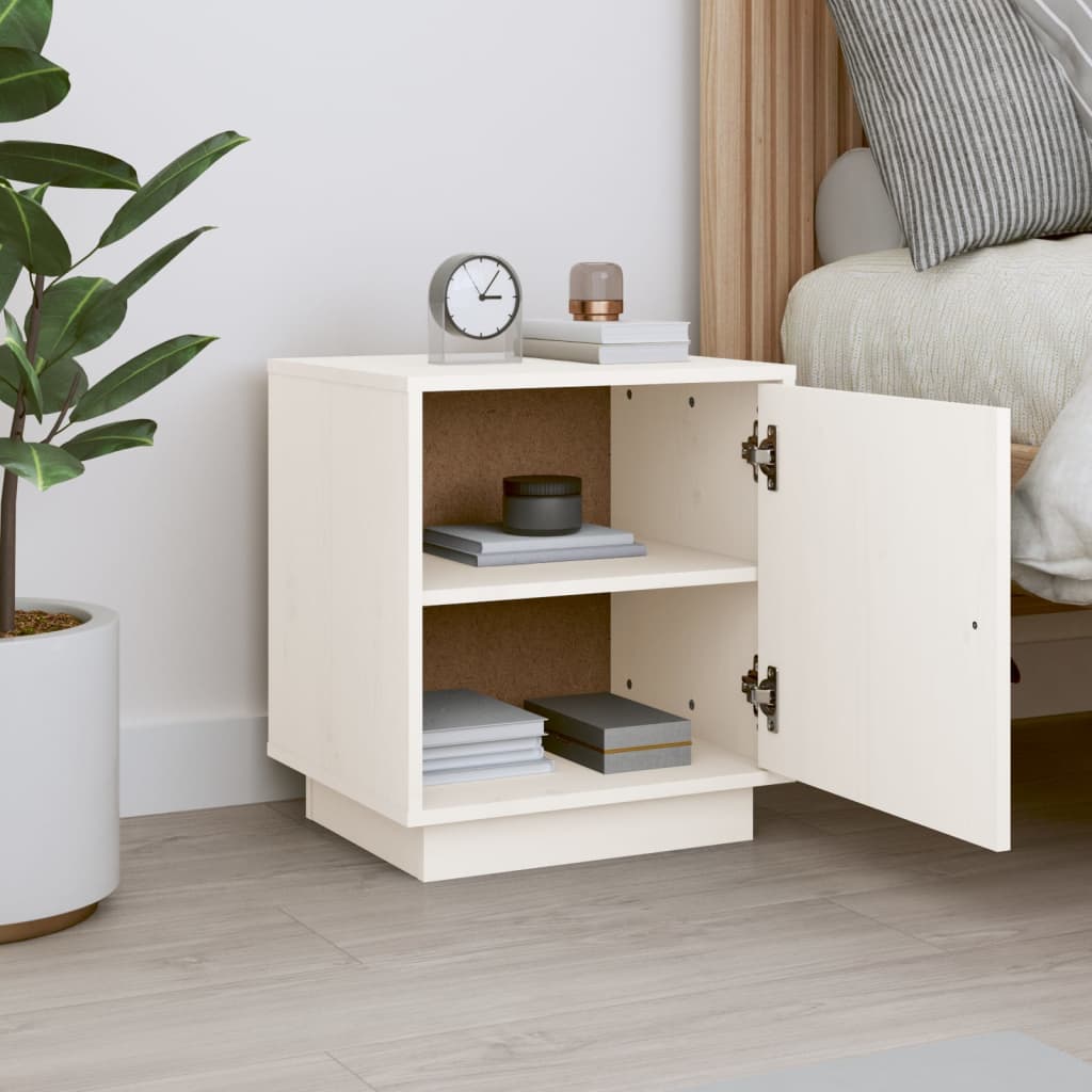 Bedside Table White 40x34x45 cm Solid Pine