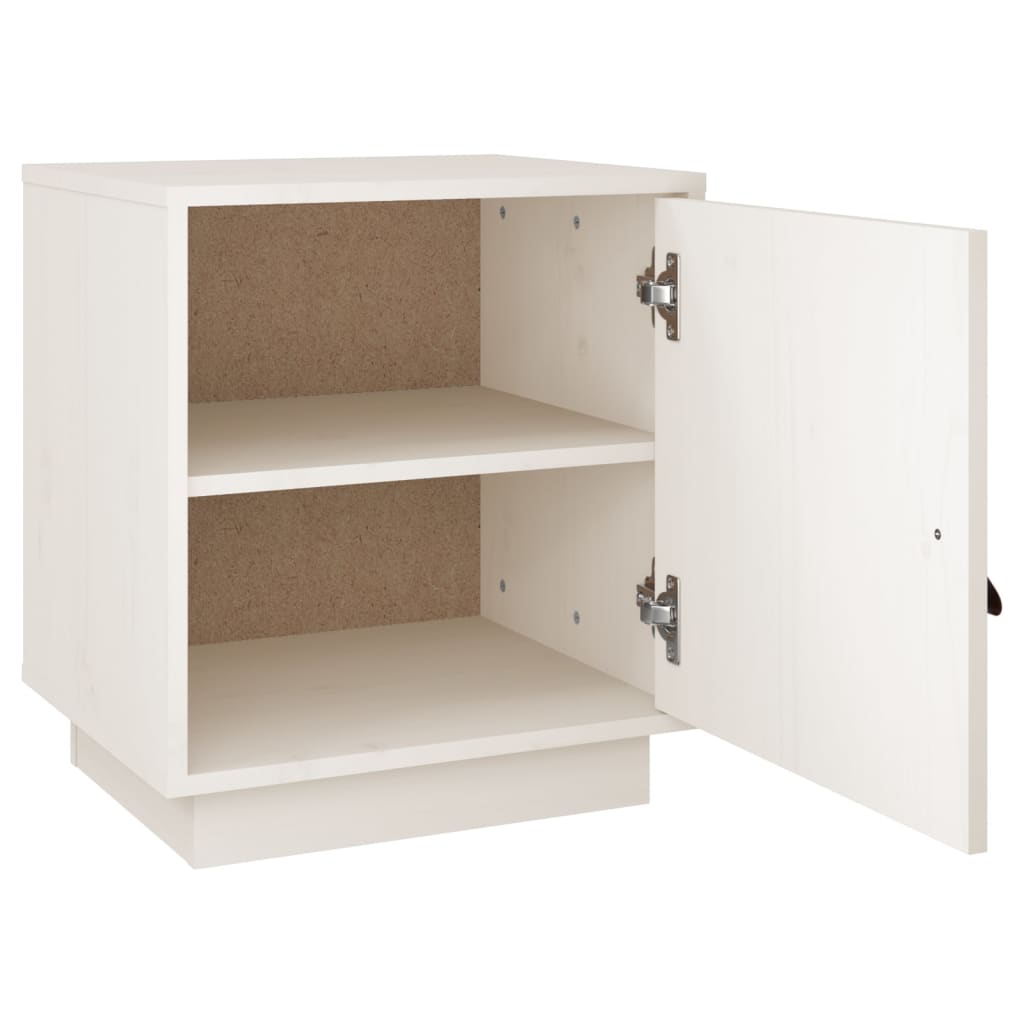 Bedside Table White 40x34x45 cm Solid Pine