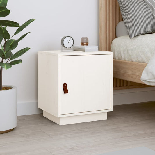 Bedside Table White 40x34x45 cm Solid Pine